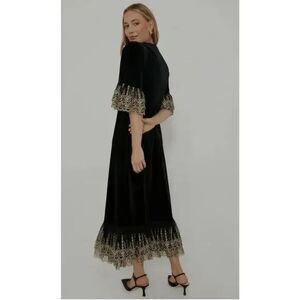 NEW Tuckernuck Pomander Place Black Lilith Gold Lace Dress X Large